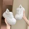 2025 Summer New Chic Style Platform White Shoes Women's Height-increasing Mesh Versatile Student Casual Board Shoes Bread Shoes