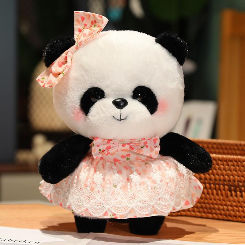 Cute Lolita Sweet Dress Panda Plush Toys Cartoon Girls Birthday Dolls Gifts
