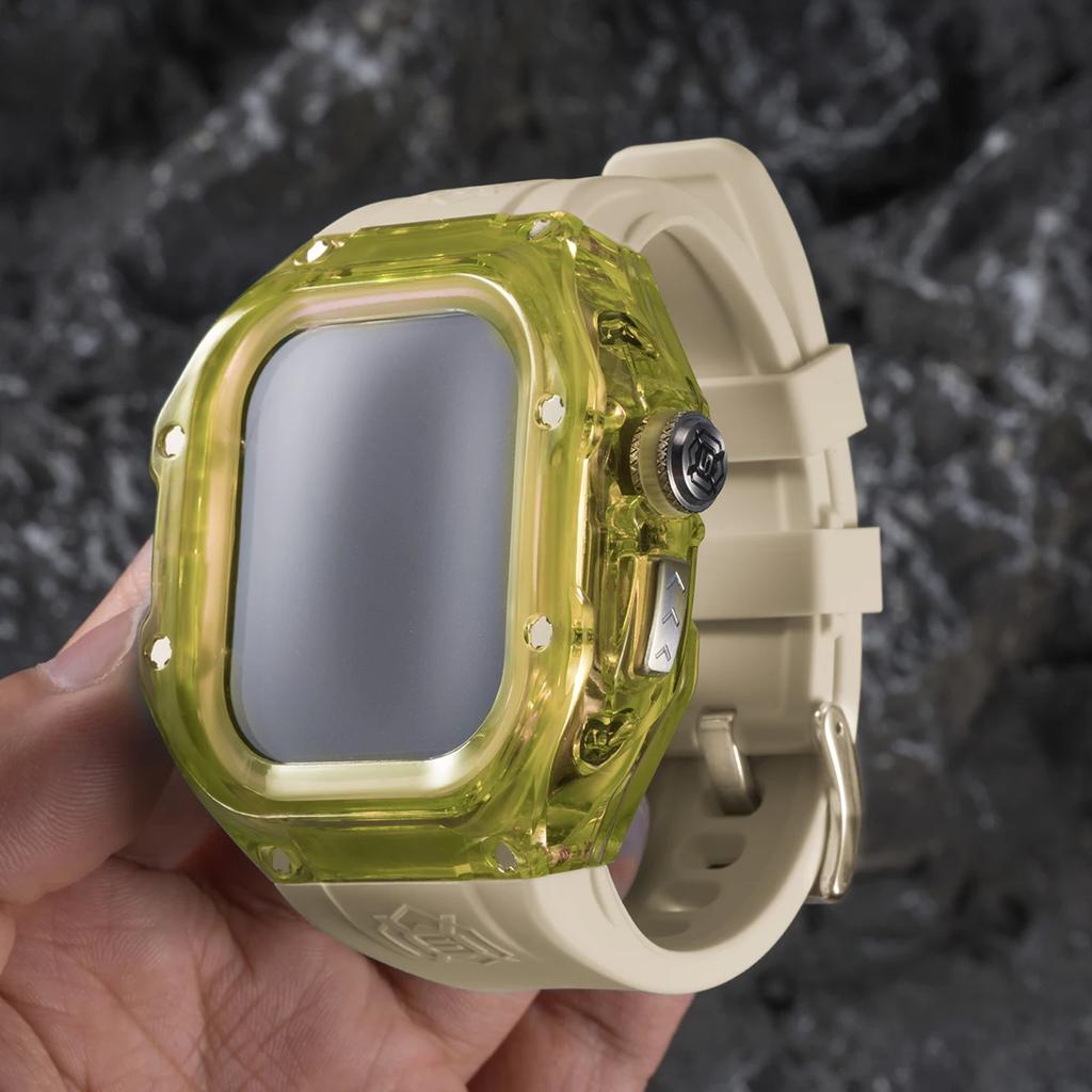 Роскошный прозрачный чехол для ремешка Apple Watch Ultra 2 49 мм, набор для модификации, силиконовый ремешок для IWatch Ultra 49 мм, резиновый браслет