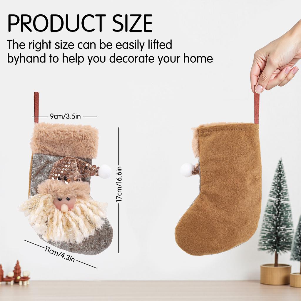 3pcs Christmas decorations, Christmas stockings, gift bags, children's candy stockings, Christmas tree ornaments, gift bags