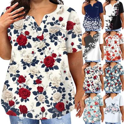 Женская футболка большого размера, повседневный топ с карманами и V-образным вырезом с короткими рукавами