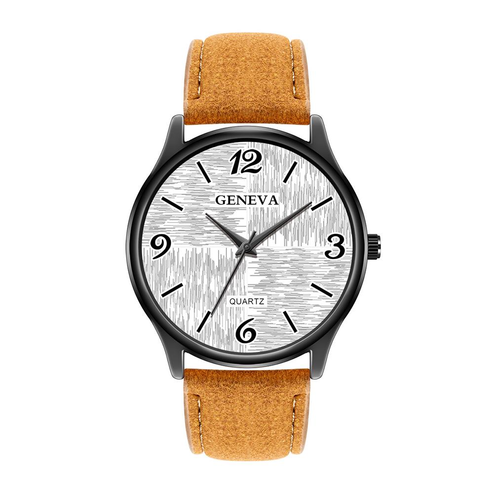 Men Student Fashion Leather Band Quartz Wrist Watch
