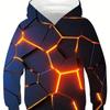 New Hot Sale Kids Boys' Hoodie Sweatshirt Long Sleeve 3D Print Optical Illusion With Pockets Blue Purple Children Tops