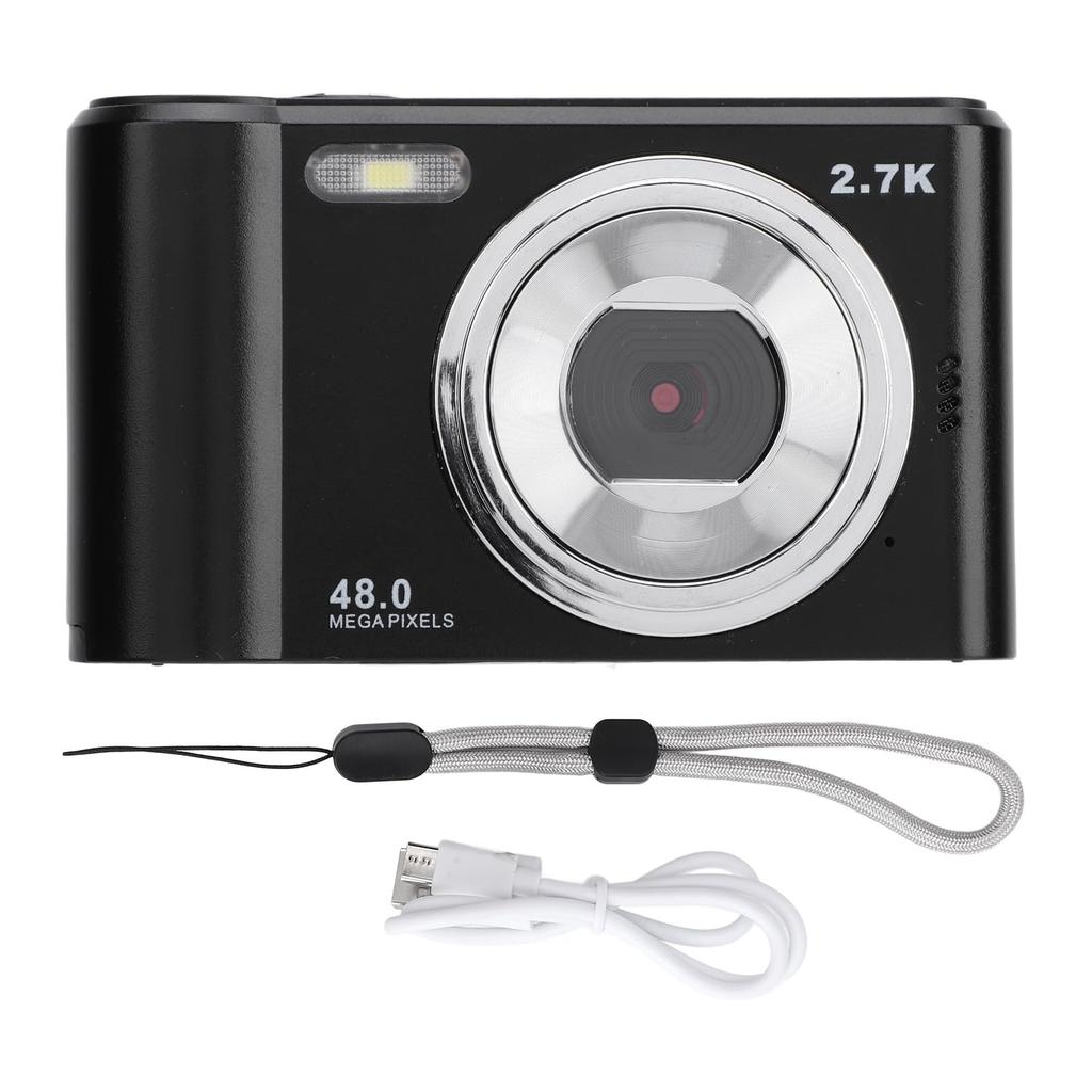 48MP 2.7K HD Autofocus Vlogging Camera with 2.4-inch Screen and 8X Digital Zoom, Compact Travel Video Camera for Kids, Teens, and Beginners (Black)