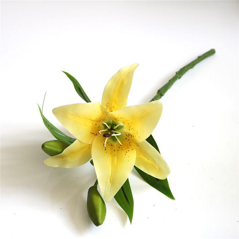 Brightly Colored Realistic 38cm Artificial Lily Millet Flower Bridal Bouquet