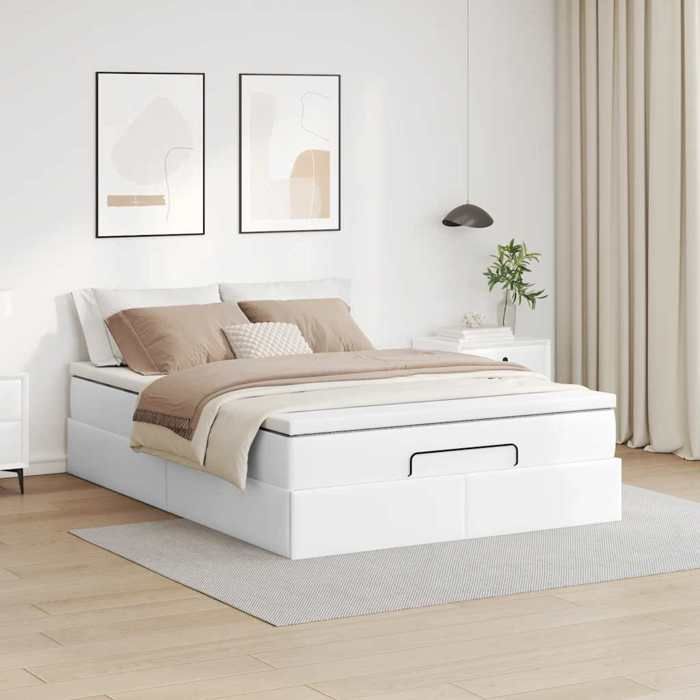 Maison Exclusive - Cadre de lit ottoman avec matelas blanc 140x190 cm similicuir