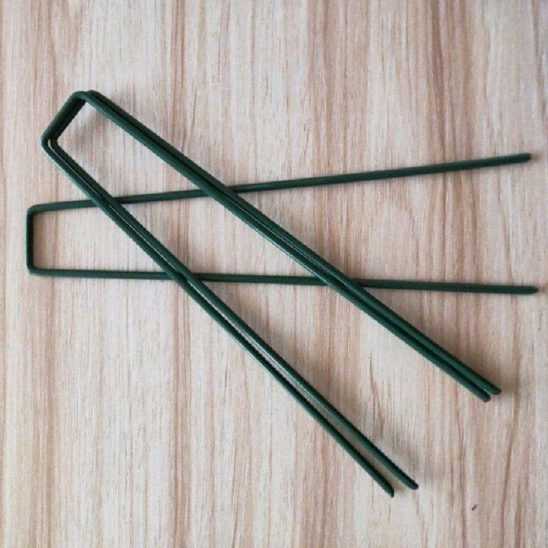 Heavy Duty Green Galvanised Turf Nails Steel Ushaped Garden Ground Pegs For Lawn And Garden Cover Fixing