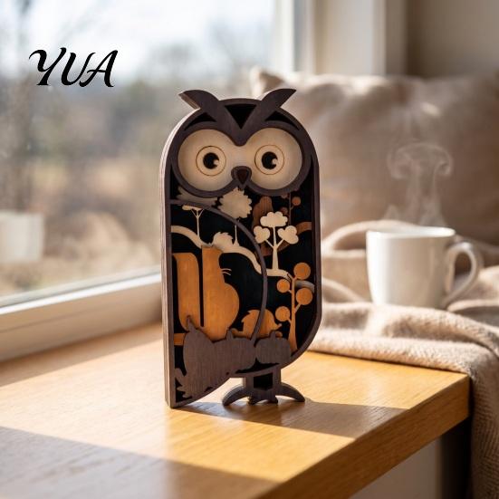 Unique Wooden Gifts for Owl Lovers Multi Layer Figurine, 3D Layered Crafts, Creative Wood Detailed Desk Ornaments Carving Animal Home Bedroom