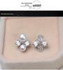 Серьги из серебра S925 с двумя бусинами в форме цветка и держателем жемчуга своими руками 1185