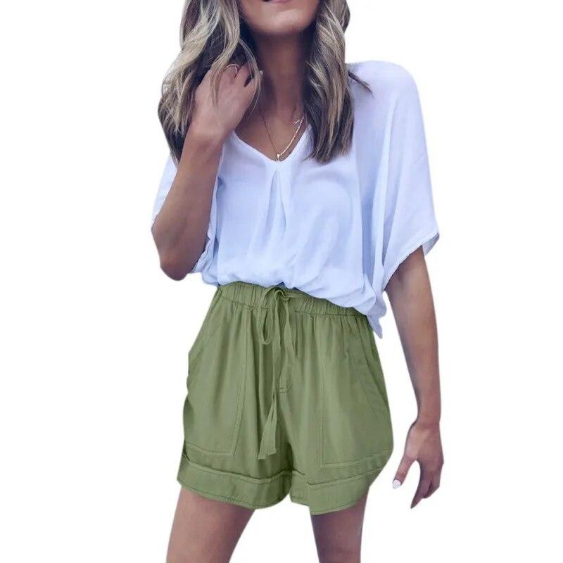 Женские летние свободные брюки с высокой талией и широкими штанинами, городские повседневные женские шорты, брюки