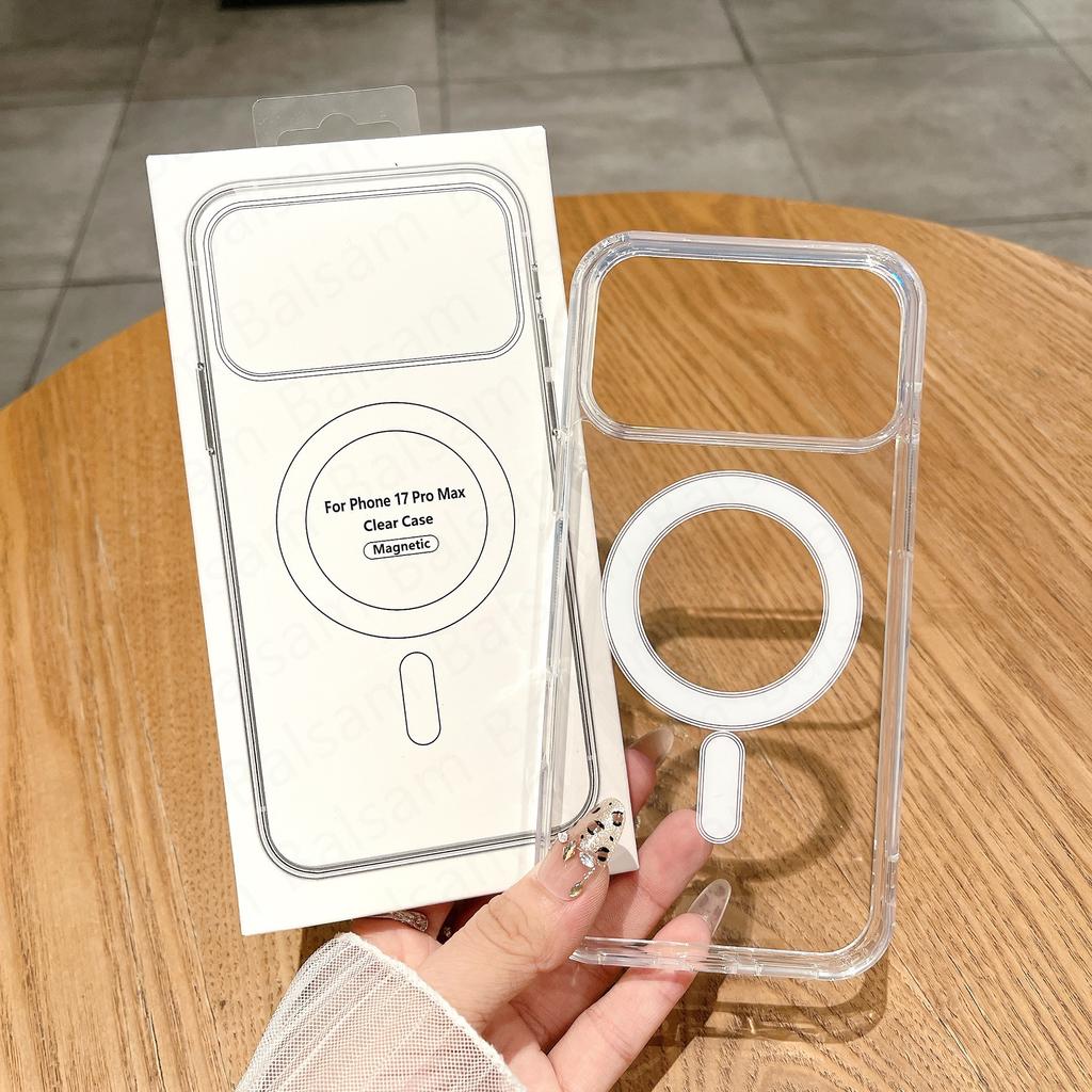 Прозрачный Мягкий Чехол Для Телефона Для iPhone 17 Pro Max Air 13 12 Mini 14 15 Plus 11 16 Pro Для Magsafe Беспроводной Зарядки Магнитная Крышка