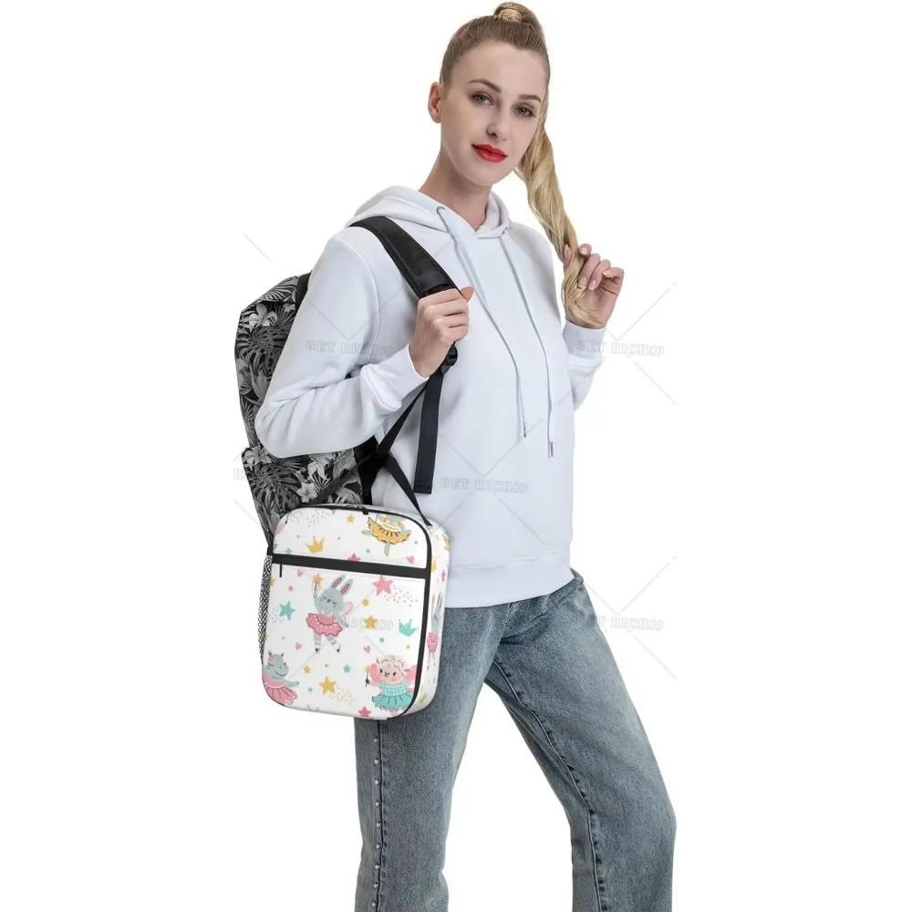 Балерина Животное Нарисованная вручную Портативная Сумка Для Обеда Для Женщин/Мужчин Изолированная Многоразовая Охладитель Ланч-Бокс Для Офиса Работа Школа