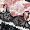 French Ultra Thin Lace Lingerie Sexy Love Embroidery Bra Set for Women Underwear Summer Breathable Plus Size CD Cup Brassiere
