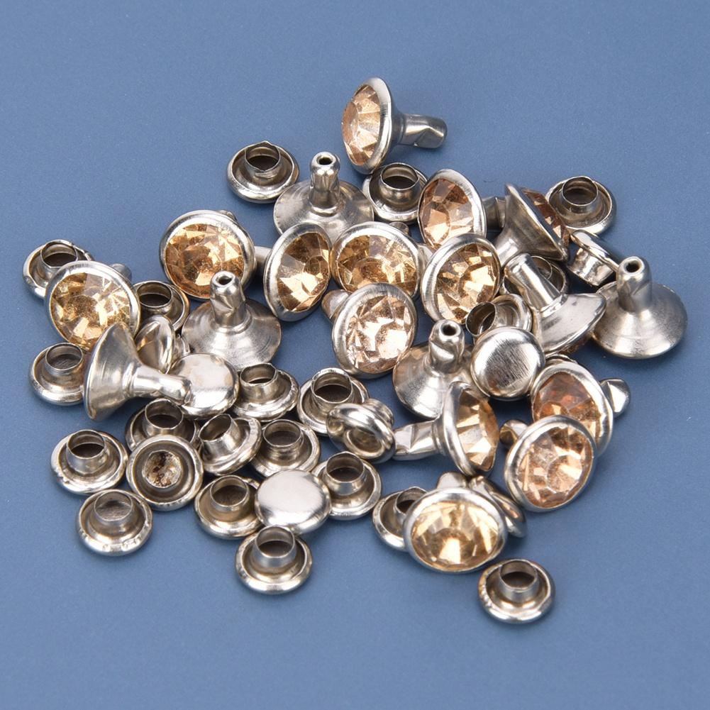 50 Наборов Стразовые Заклепки Кристальные Бриллиантовые Шипы Кожаное Ремесло Сумка Одежда Украшение