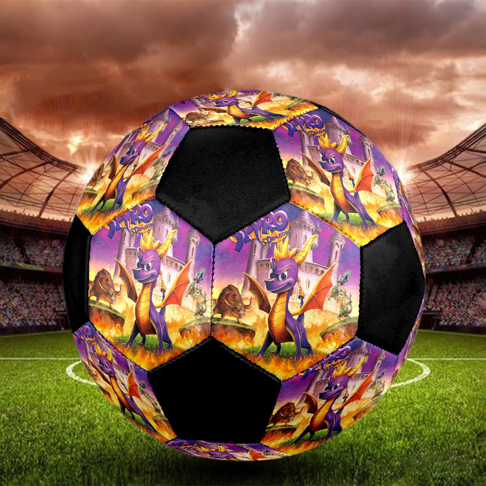 Spyro the Dragon Indoor Soccer Ball Colorful Machine Stitched PVC Size 5 Team Training Competition Ready Durable High-Bounce Cool Sports Gift