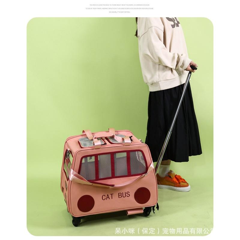 Portable Large-capacity Portable Trolley Case With Two Cat Bags