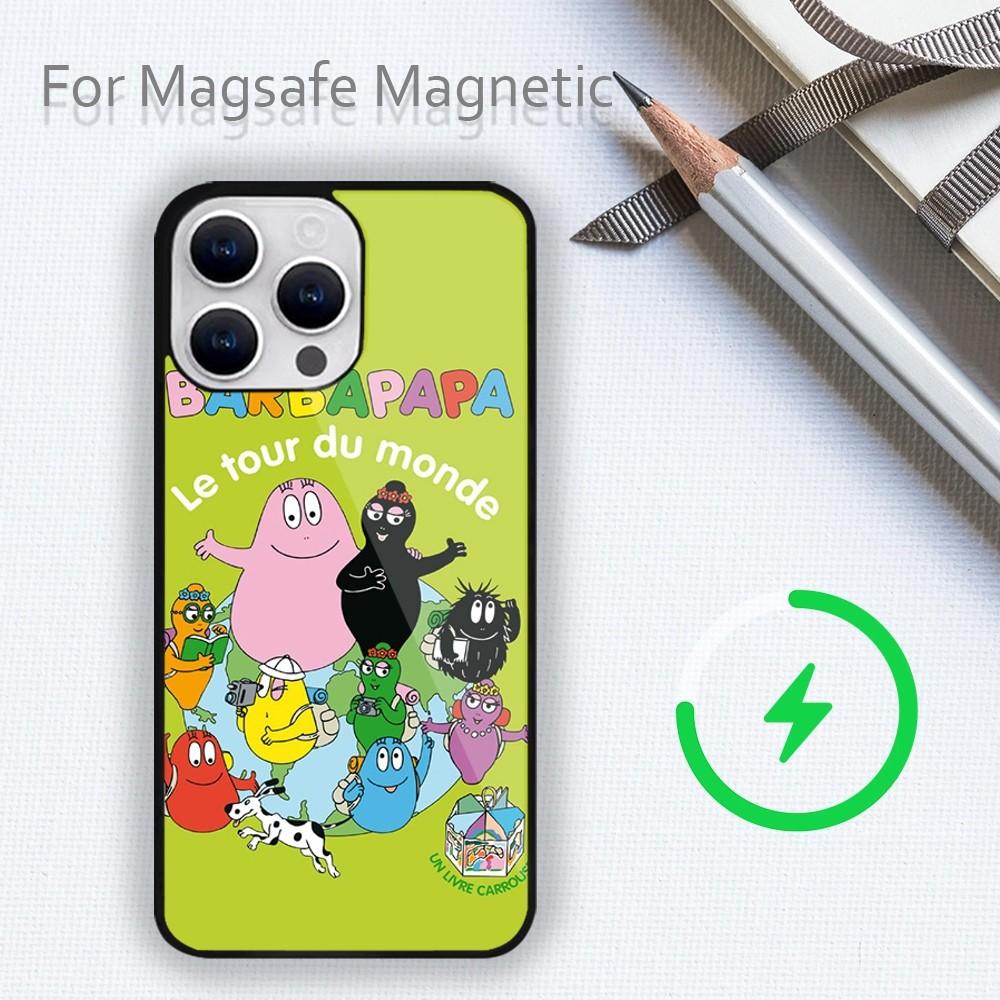 Чехол для телефона Barbapapa с рисунком из мультфильма для iPhone 15 14 13 12 11 Plus Pro Max Magsafe с магнитной беспроводной зарядкой