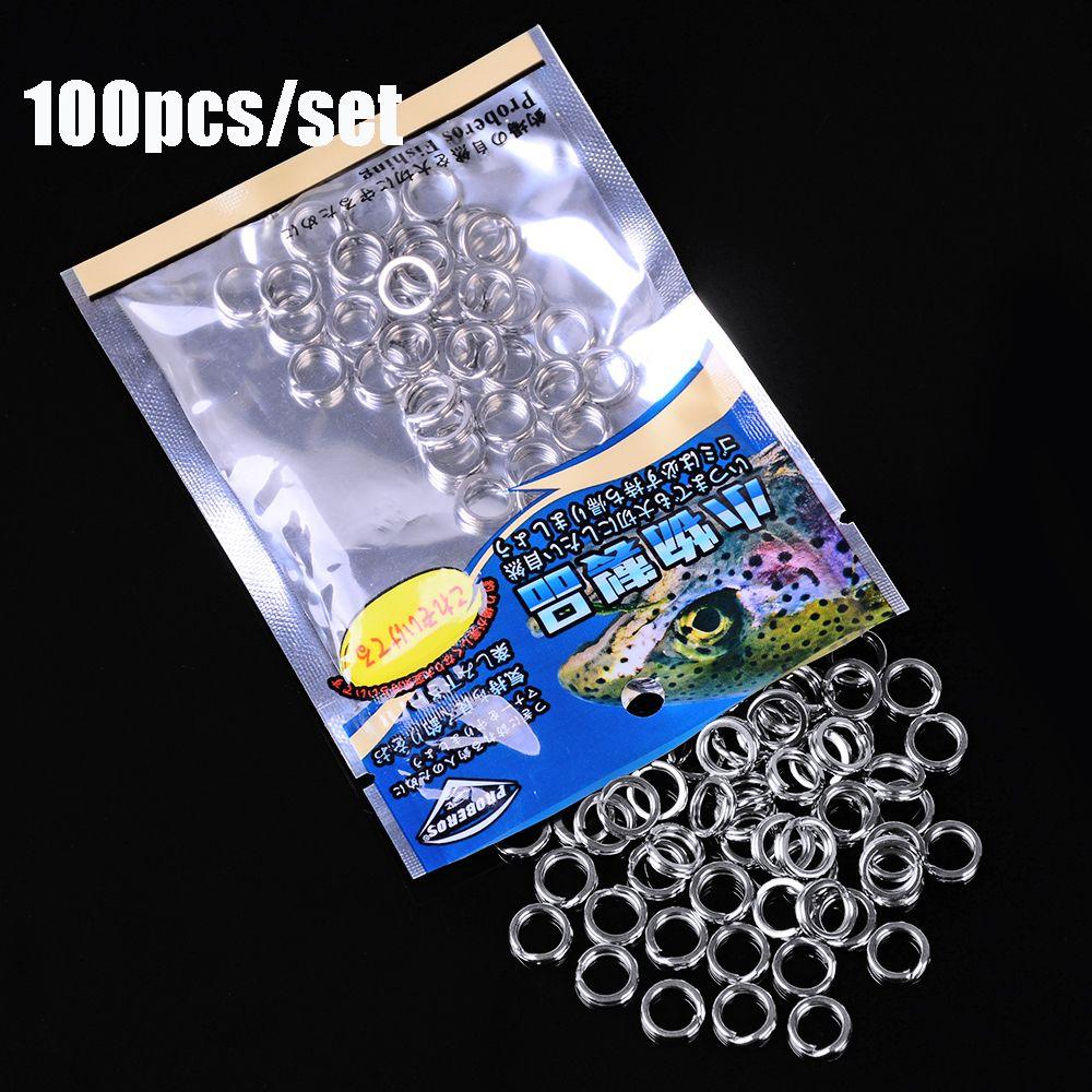 100pcs Hot Line Tackle 3#-8# Swivel Snap Fishing Split Rings Fish Connector Stainless Steel