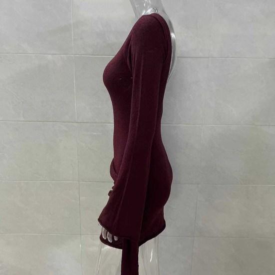 Yousheng женское сексуальное облегающее мини-платье с длинным рукавом и открытой спиной, облегающее платье с круглым вырезом, формальное вечернее платье для клуба