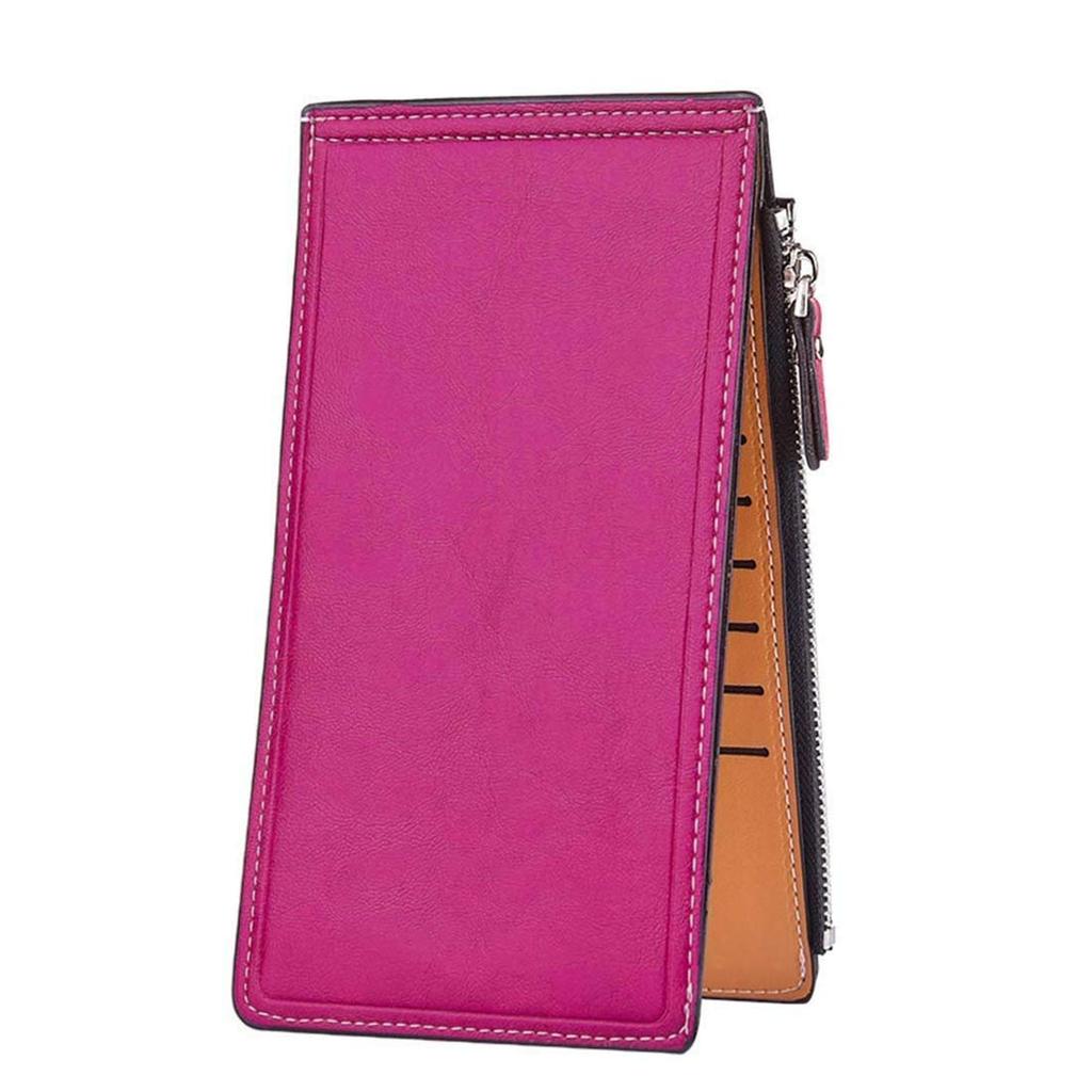 Deelfel Women's Slim L-Zip Long Wallet, Stylish Leather Bifold Wallet, Coin Purse, 17 Cards, Large Capacity, Simple Design, Perfect Mother's Day Gift