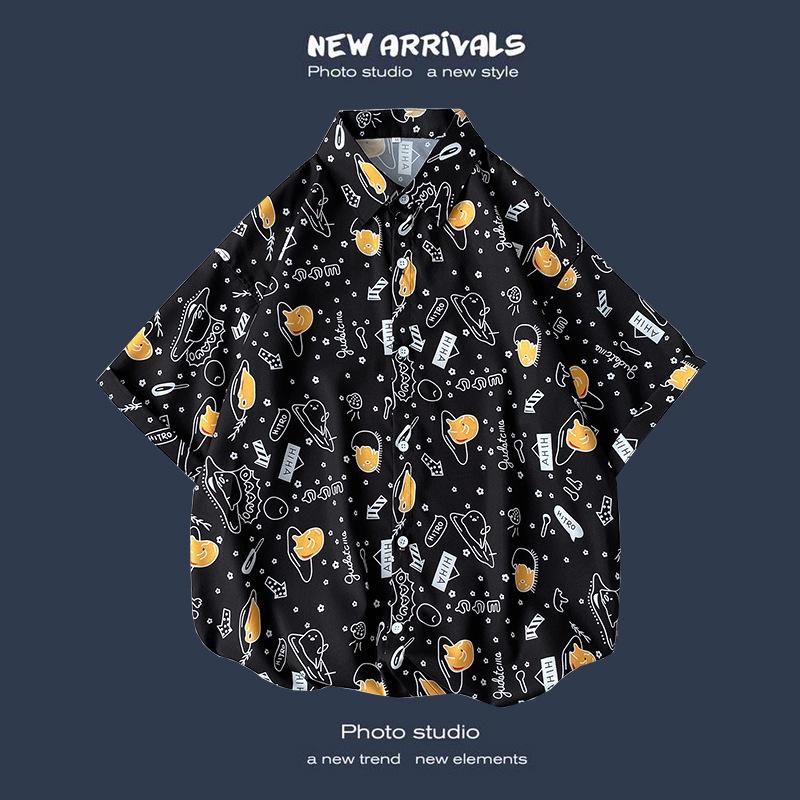 Летняя корейская ретро-цветочная свободная рубашка для пары - модный мужской топ с коротким рукавом