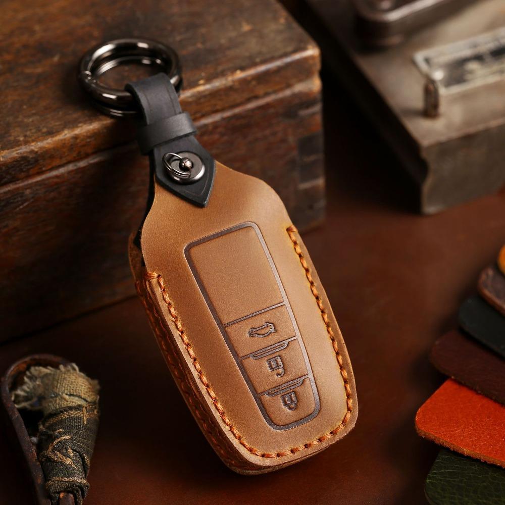 Handmade Genuine Leather Key Cover for Toyota Camry Avalon Retro Crazy Horse Style Car Key Case