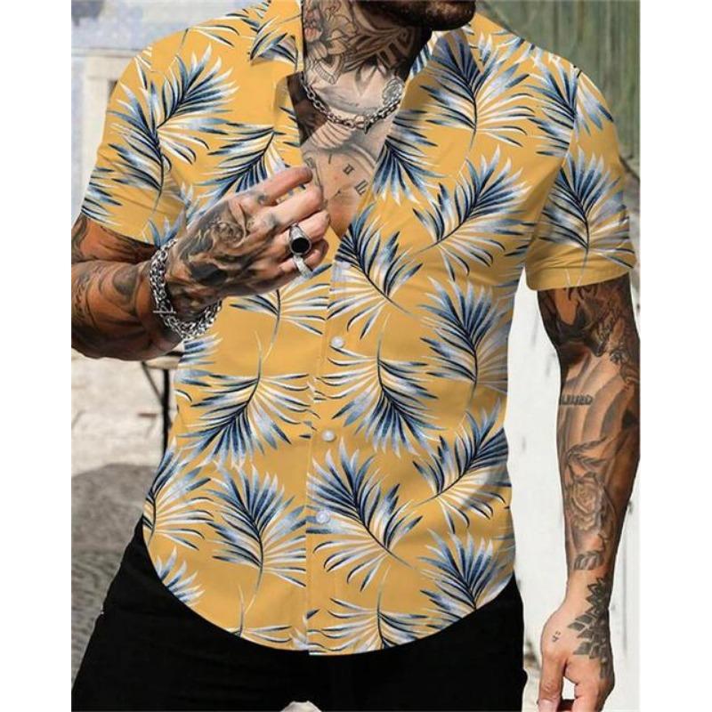 2025 Мужская рубашка с коротким рукавом и лацканами в стиле колор-блок с 3D-принтом, большой размер 5XL, высококачественный гавайский пляжный топ