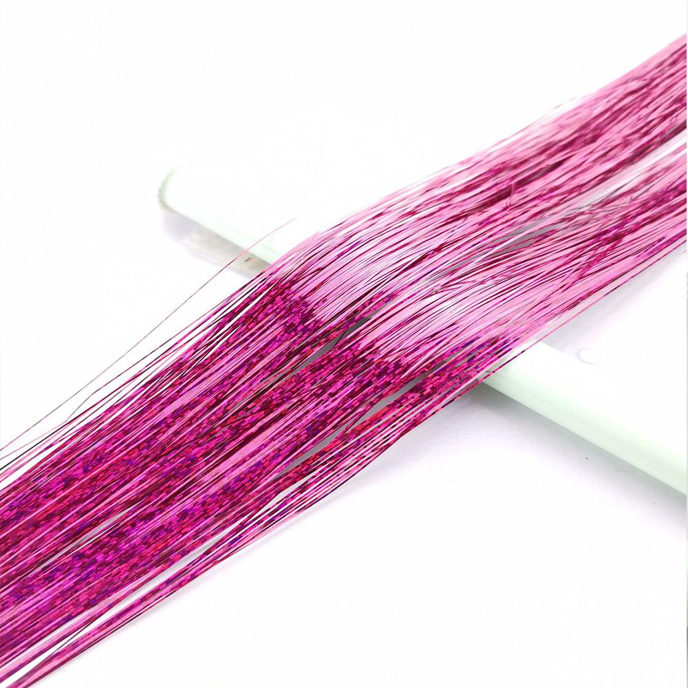 93/120cm Sparkle Synthetics Hair Extensions Tinsel Rainbow Colored Strands Girls Headwear Hairbinge Hair Laser False Decor