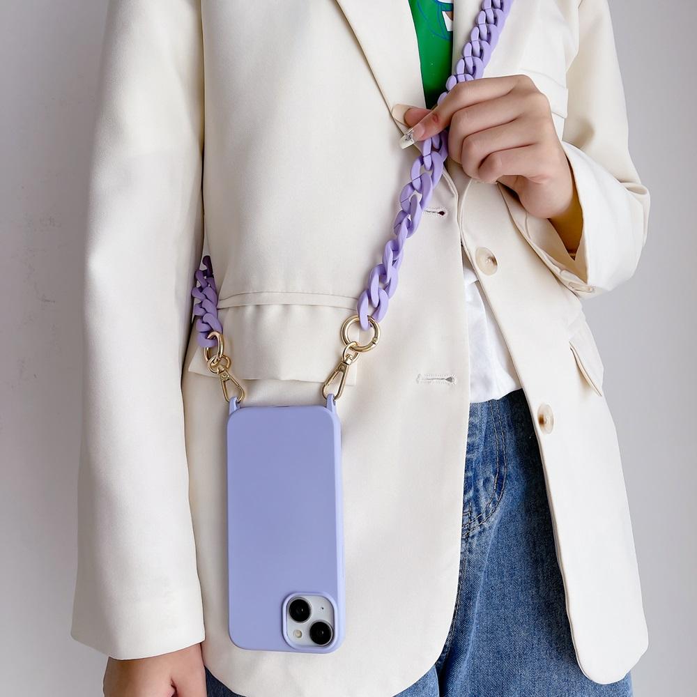 Colour Acrylic Chain Crossbody Shockproof Lanyard Phone Case For iPhone 15 16 pro 13 12 11 14 Pro Max Hand Chain Clear Cover