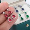 Classic Women's for Earrings Fashion Color Zircon Women's Long Earrings Red Blue Green Jewelry Anniversary Gift