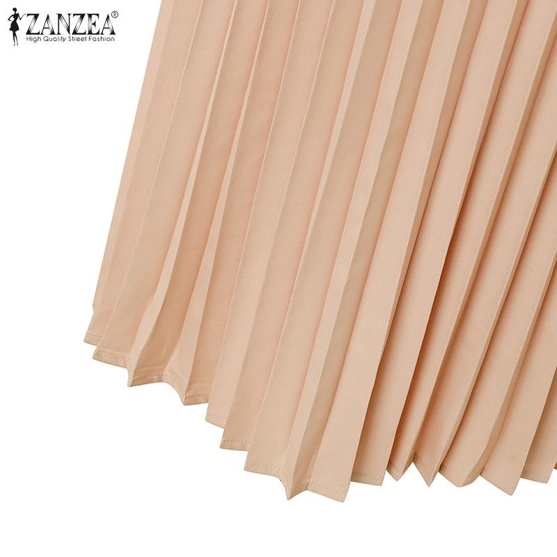 ZANZEA Женское повседневное платье без рукавов со складками и отложным воротником