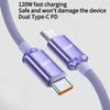 1 шт. 120 Вт Быстрая зарядка Плетеный двойной Type-C Кабель для передачи данных PD Flash Charging C to C Зарядный кабель