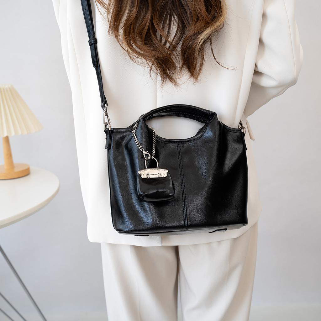 Женская ретро-сумка, новая модная универсальная сумка через плечо, мягкая кожаная корзина для овощей, модная сумка на одно плечо