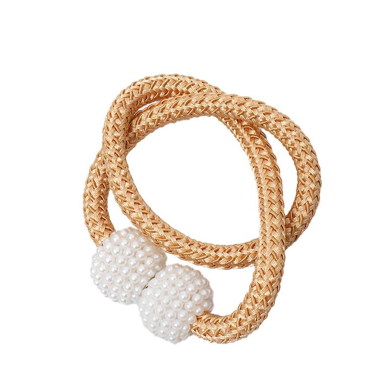 Маленькие магнитные подхваты для штор с жемчугом, без сверления, веревочные пряжки-ремни