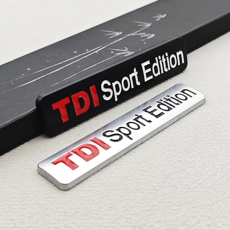 YKPSC1 3D Metal Red TDI Sport Edition Logo Turbo Car Letter Sticker Emblem Chrome Badge Decals For VW Polo Golf TT JETTA GTI Touareg
