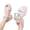 Fairy Wind Thick Heel Sandals Female Outer Wear Summer 2024 New Small Thick Sole Word with Fashion Beach Shoes