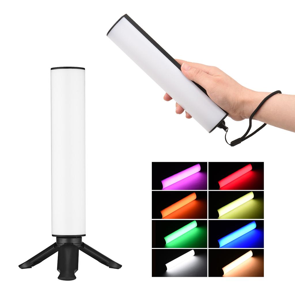 Portable RGB Video Light 2500K 9000K LED Fill Light Adjustable Brightness Magnetic Backside with Desktop Tripod Strap