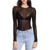 Sexy Skinny Tops See-through Black Mesh Pullover Tops O-Neck Long Sleeve Transparent Punk Club Tee Shirt