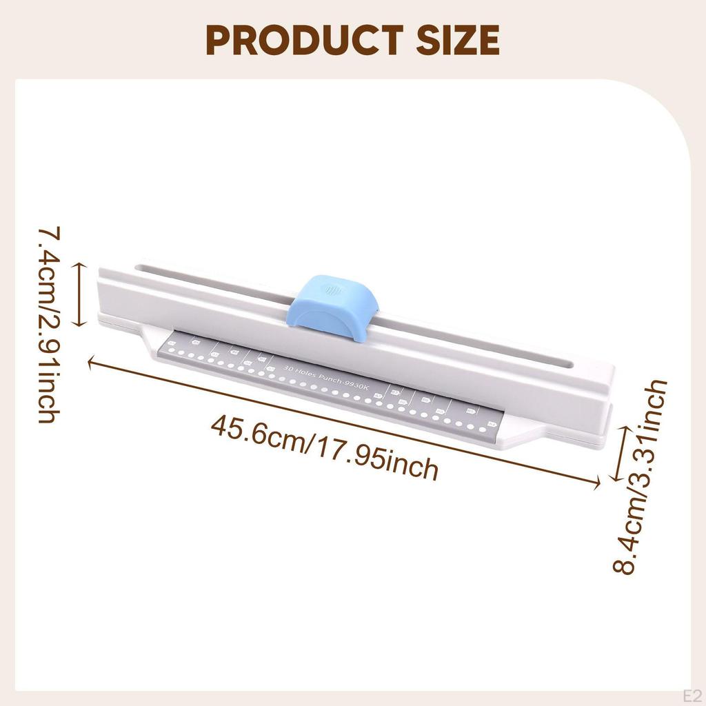 30 Hole Puncher Binder Punch Machine Versatile Compact Handheld Hand Push Multi Pouch for