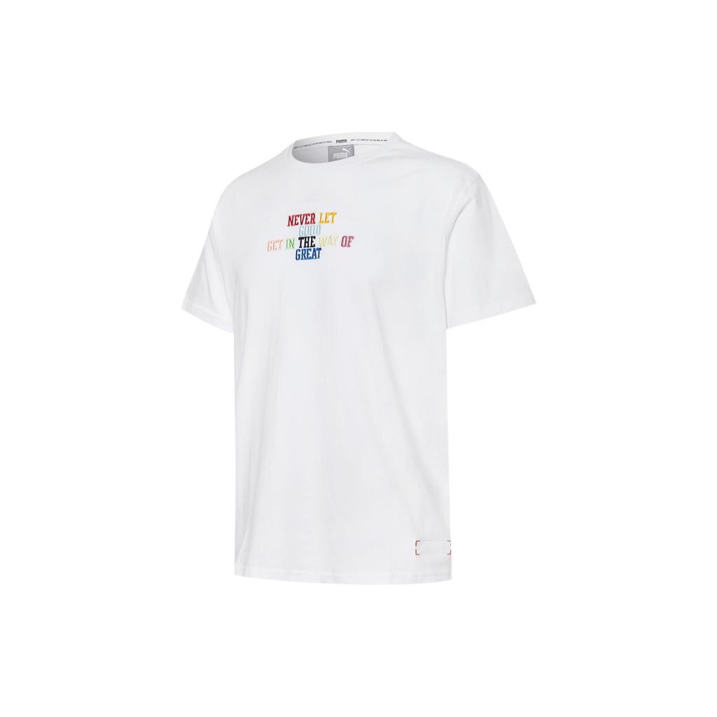 Puma Embroidered Logo Crew Neck T-Shirt Men Tops White 532093-01