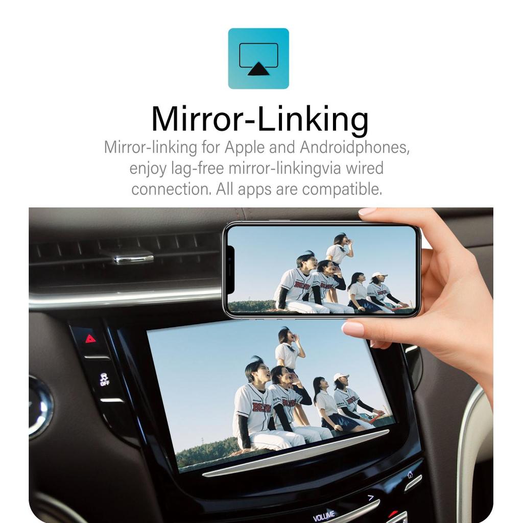 Sinairyu Беспроводной автомобильный комплект CarPlay Android Auto с функцией Mirror Link, совместимый с GPS-навигацией Cadillac ATSL 2014-2016