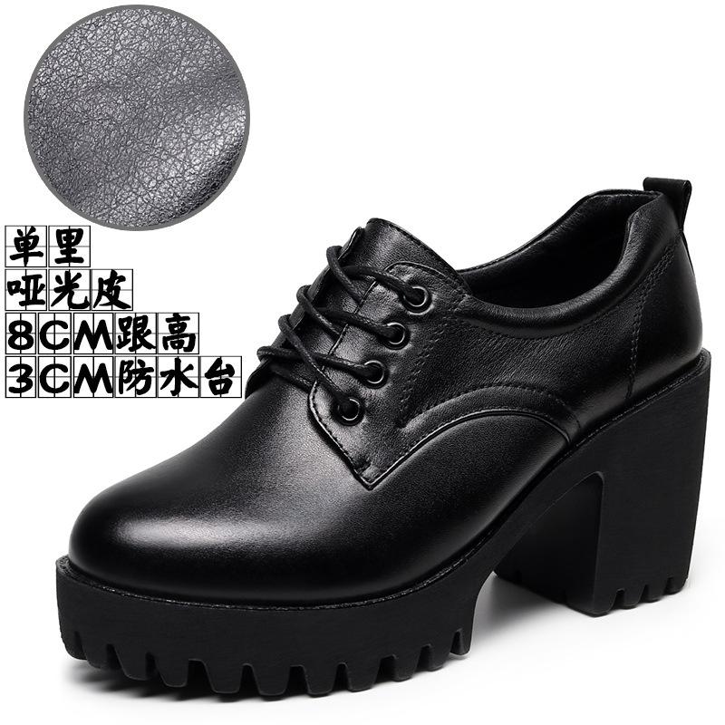 8cm Small Size 32-43 Deep Mouth Women's Block Square Heels Shoes Platform 2025 Fall Winter Bright Leather Oxfords Office Mom