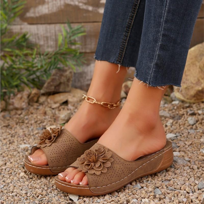 Летние женские сандалии туфли женская обувь для вечеринок женская обувь без застежек женская обувь на танкетке дышащая обувь женская тапочки