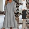 Women Fuzzy Fleece Midi Dress Fall Winter Warm Plush Dress Long Sleeve Hooded Drawstring Sweatshirt Dress with Pockets