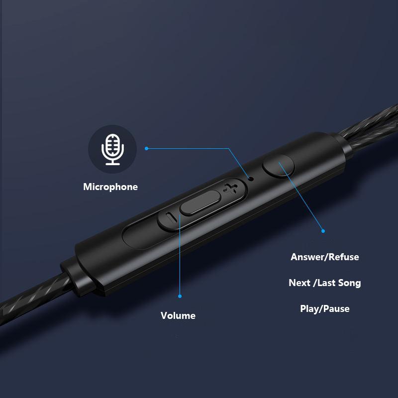 VAORLO 3,5 мм наушники с тяжелым басом, проводные наушники HiFi, стерео музыка, гарнитура-вкладыши с микрофоном для смартфонов, компьютеров