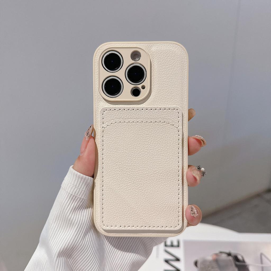 Кошелек для карт с узором личи Подходит для телефона 16pm Чехол для iPhone15 Простой 14/13 Мобильная защитная крышка