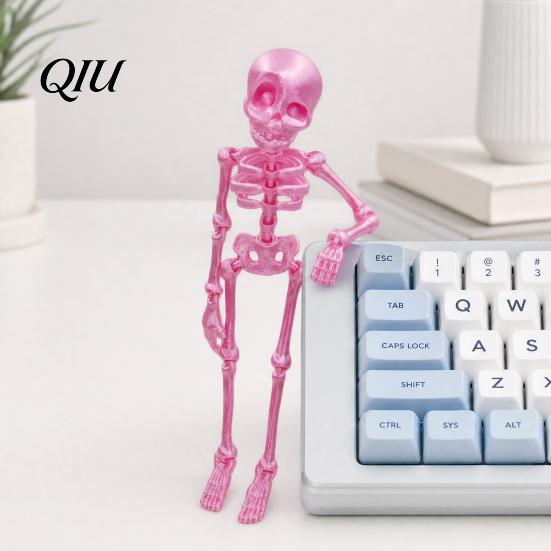 3D Printed Skeleton Magnet Refrigerator Magnet, Poseable Figurine with Toy Movable Joints Joints, Halloween Gothic Fridge Decoration