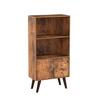 Retro Bookcase, 2-Tier Half-Fold with Doors, Storage Cabinet for Books, Photos, Decorations, In Living Room, Office, Library