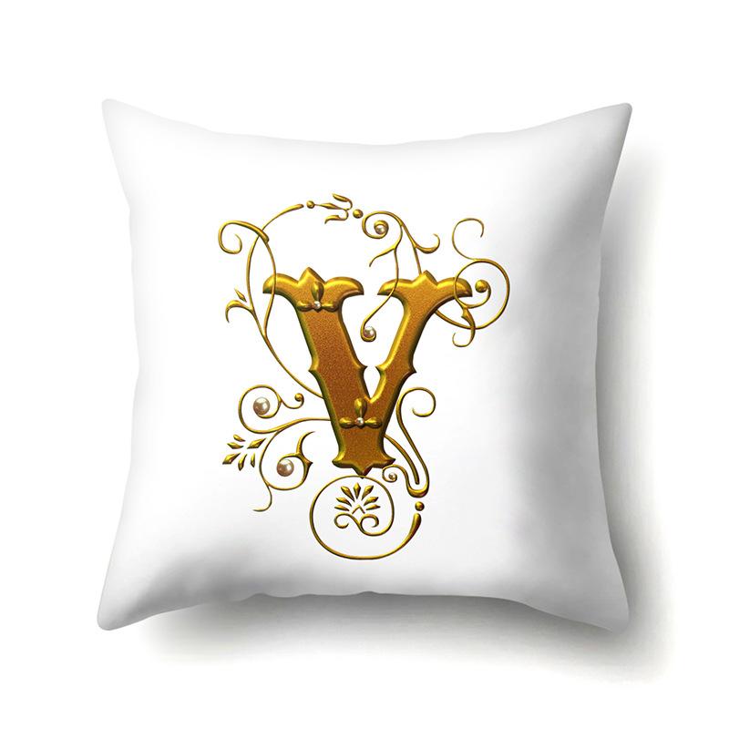 Полиэстеровая наволочка Автомобильное украшение Дом 26 английских букв Принт Автомобильная поясничная подушка Наволочка