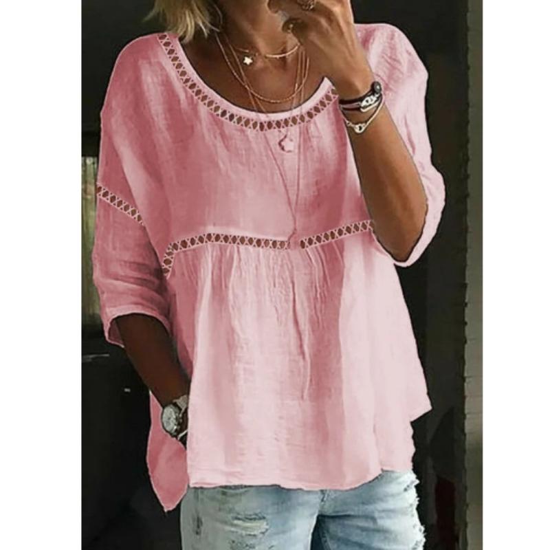 Модные открытые блузки весна-лето белые розовые женские блузки повседневные свободные милые женские хлопковые льняные топы